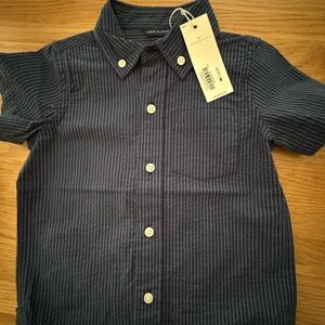 Janie and Jack Blue Button Down Shirt with Pinstripes